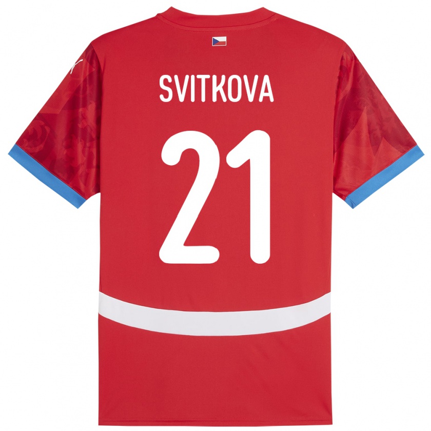 Kandiny Enfant Maillot Tchéquie Kateřina Svitková #21 Rouge Tenues Domicile 24-26 T-Shirt