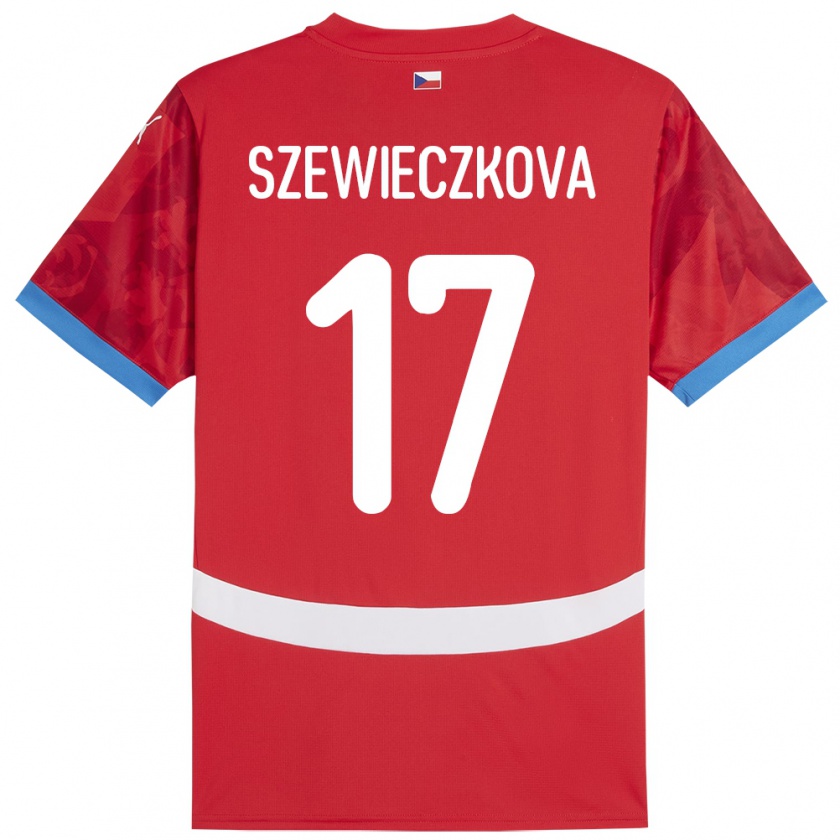 Kandiny Enfant Maillot Tchéquie Tereza Szewieczková #17 Rouge Tenues Domicile 24-26 T-Shirt