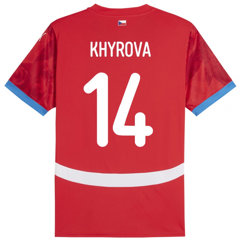 Kandiny Enfant Maillot Tchéquie Michaela Khýrová #14 Rouge Tenues Domicile 24-26 T-Shirt