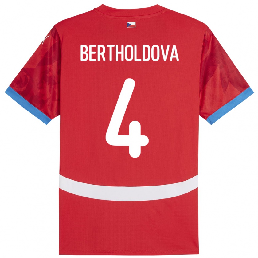 Kandiny Enfant Maillot Tchéquie Petra Bertholdová #4 Rouge Tenues Domicile 24-26 T-Shirt