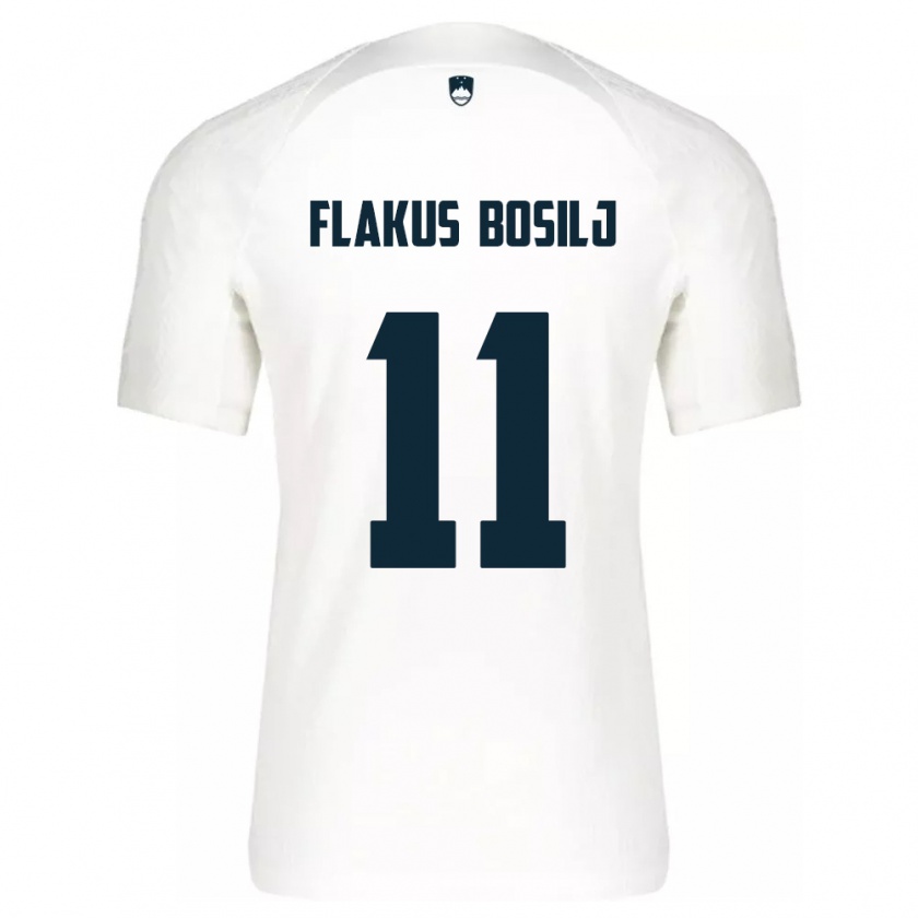 Kandiny Enfant Maillot Slovénie David Flakus Bosilj #11 Blanc Tenues Domicile 24-26 T-Shirt