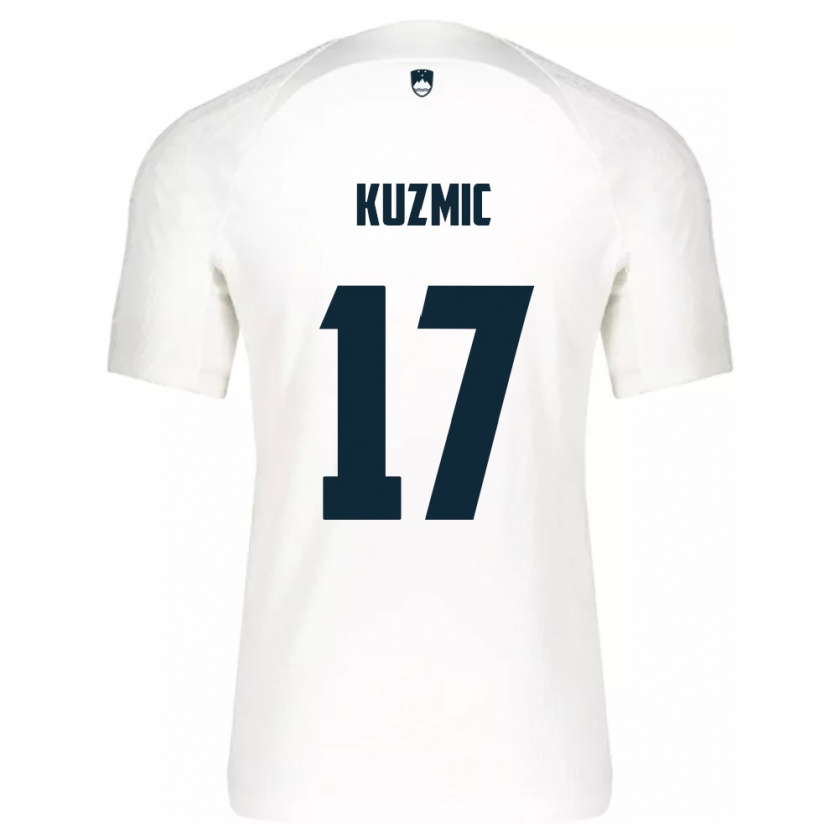 Kandiny Enfant Maillot Slovénie Srdjan Kuzmic #17 Blanc Tenues Domicile 24-26 T-Shirt