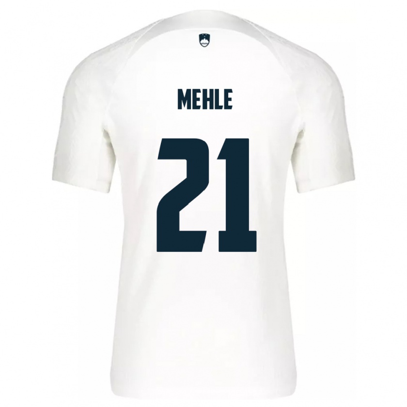 Kandiny Enfant Maillot Slovénie Matej Mehle #21 Blanc Tenues Domicile 24-26 T-Shirt