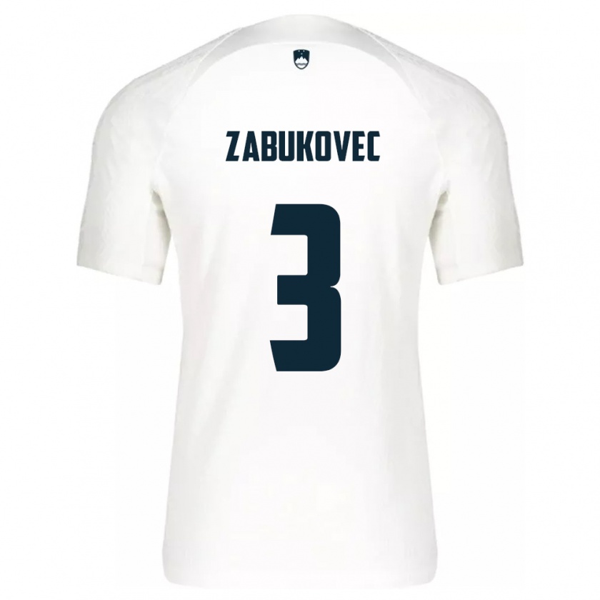 Kandiny Enfant Maillot Slovénie Anze Zabukovec #3 Blanc Tenues Domicile 24-26 T-Shirt