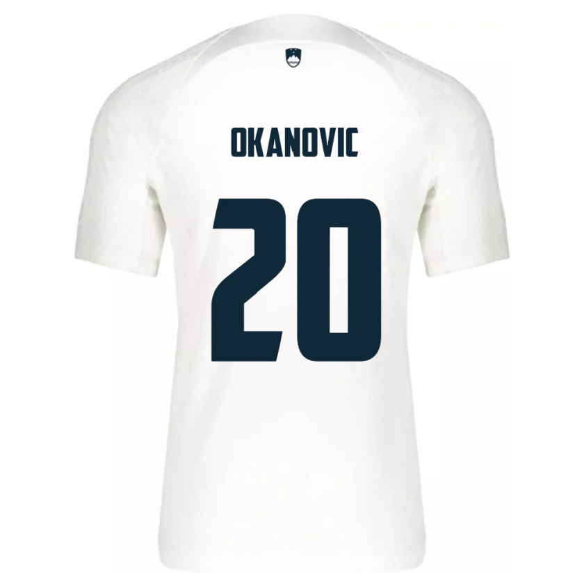 Kandiny Enfant Maillot Slovénie Deen Okanovic #20 Blanc Tenues Domicile 24-26 T-Shirt