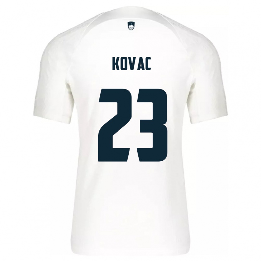 Kandiny Enfant Maillot Slovénie Blaz Kovac #23 Blanc Tenues Domicile 24-26 T-Shirt