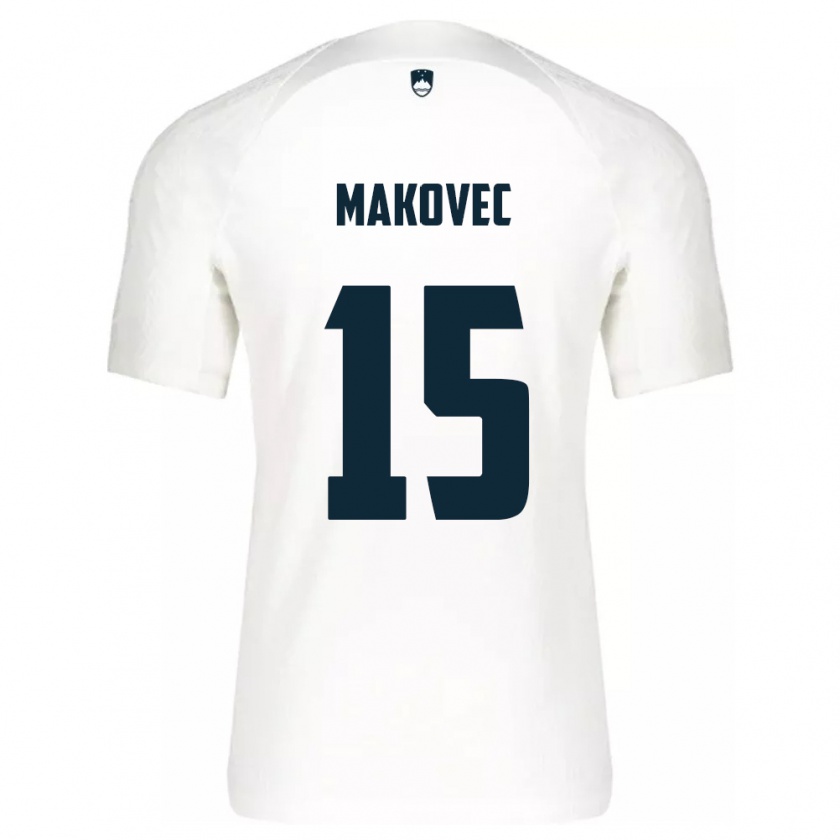 Kandiny Enfant Maillot Slovénie Sara Makovec #15 Blanc Tenues Domicile 24-26 T-Shirt