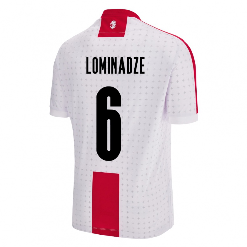 Kandiny Enfant Maillot Géorgie Nodar Lominadze #6 Blanc Tenues Domicile 24-26 T-Shirt