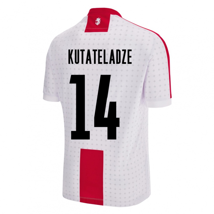 Kandiny Enfant Maillot Géorgie Alexandre Kutateladze #14 Blanc Tenues Domicile 24-26 T-Shirt