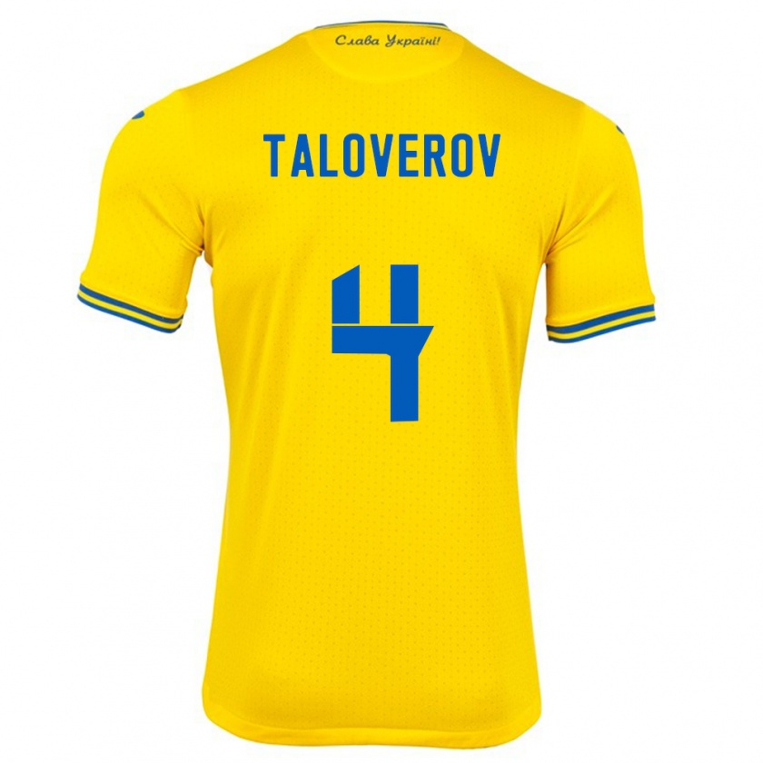 Kandiny Enfant Maillot Ukraine Maksym Taloverov #4 Jaune Tenues Domicile 24-26 T-Shirt