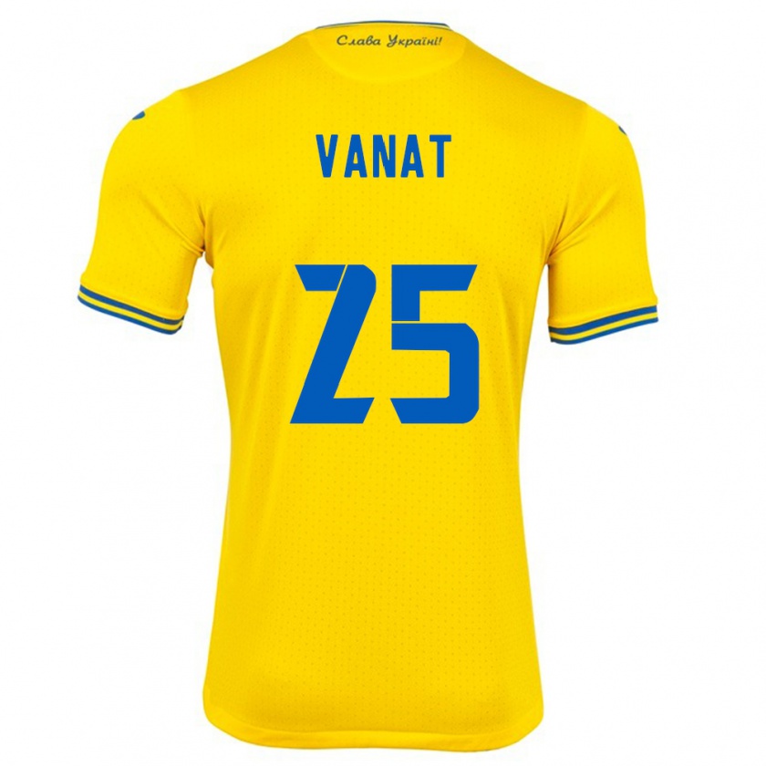 Kandiny Enfant Maillot Ukraine Vladyslav Vanat #25 Jaune Tenues Domicile 24-26 T-Shirt