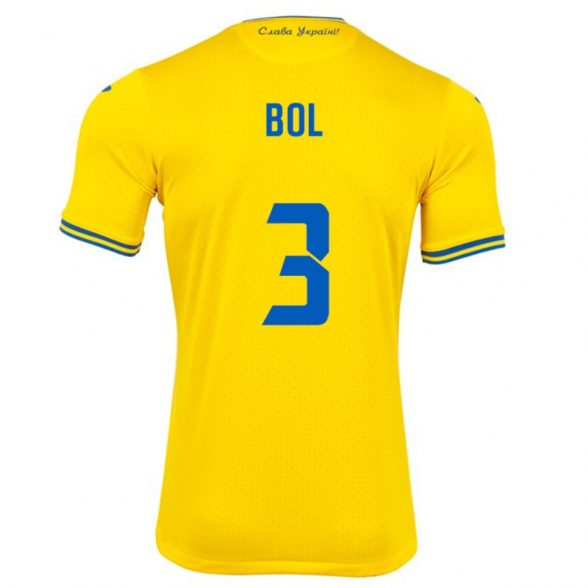 Kandiny Enfant Maillot Ukraine Anton Bol #3 Jaune Tenues Domicile 24-26 T-Shirt