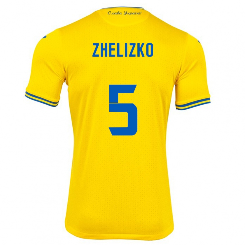 Kandiny Enfant Maillot Ukraine Ivan Zhelizko #5 Jaune Tenues Domicile 24-26 T-Shirt