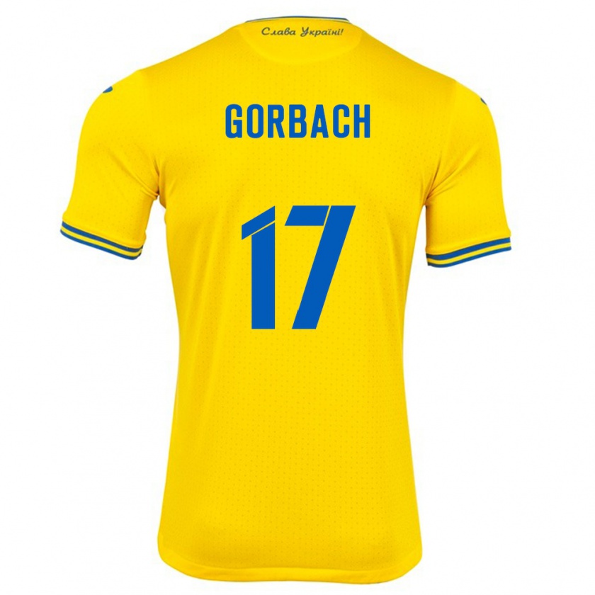 Kandiny Enfant Maillot Ukraine Igor Gorbach #17 Jaune Tenues Domicile 24-26 T-Shirt