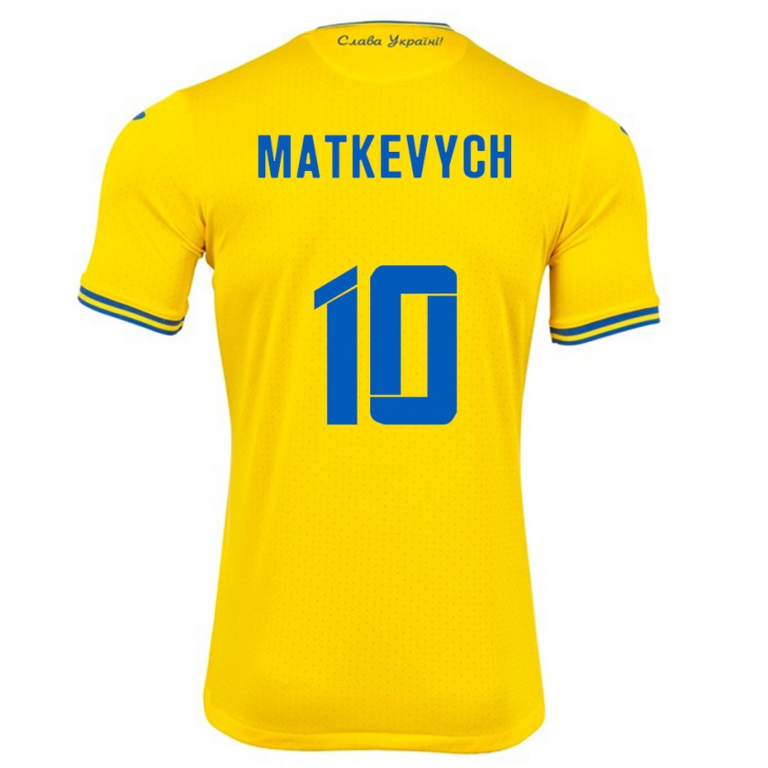 Kandiny Enfant Maillot Ukraine Andriy Matkevych #10 Jaune Tenues Domicile 24-26 T-Shirt