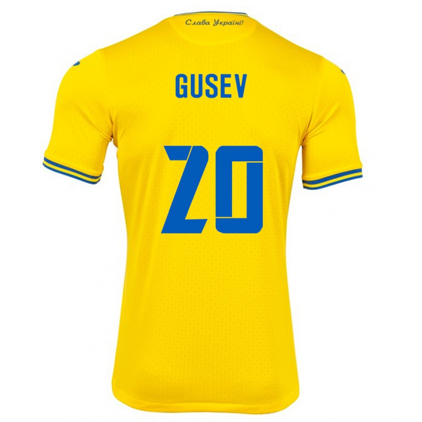 Kandiny Enfant Maillot Ukraine Oleksiy Gusev #20 Jaune Tenues Domicile 24-26 T-Shirt