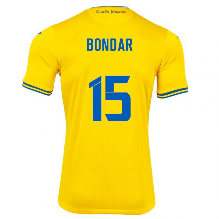 Kandiny Enfant Maillot Ukraine Nazar Bondar #15 Jaune Tenues Domicile 24-26 T-Shirt