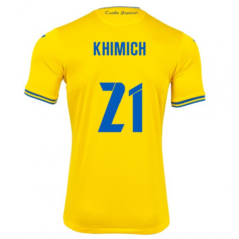 Kandiny Enfant Maillot Ukraine Tamila Khimich #21 Jaune Tenues Domicile 24-26 T-Shirt