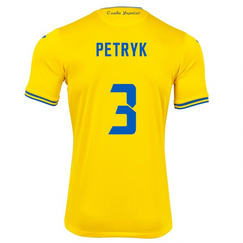 Kandiny Enfant Maillot Ukraine Anna Petryk #3 Jaune Tenues Domicile 24-26 T-Shirt