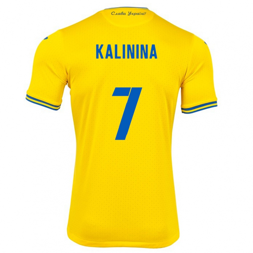 Kandiny Enfant Maillot Ukraine Yana Kalinina #7 Jaune Tenues Domicile 24-26 T-Shirt