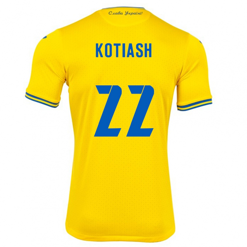 Kandiny Enfant Maillot Ukraine Iryna Kotiash #22 Jaune Tenues Domicile 24-26 T-Shirt