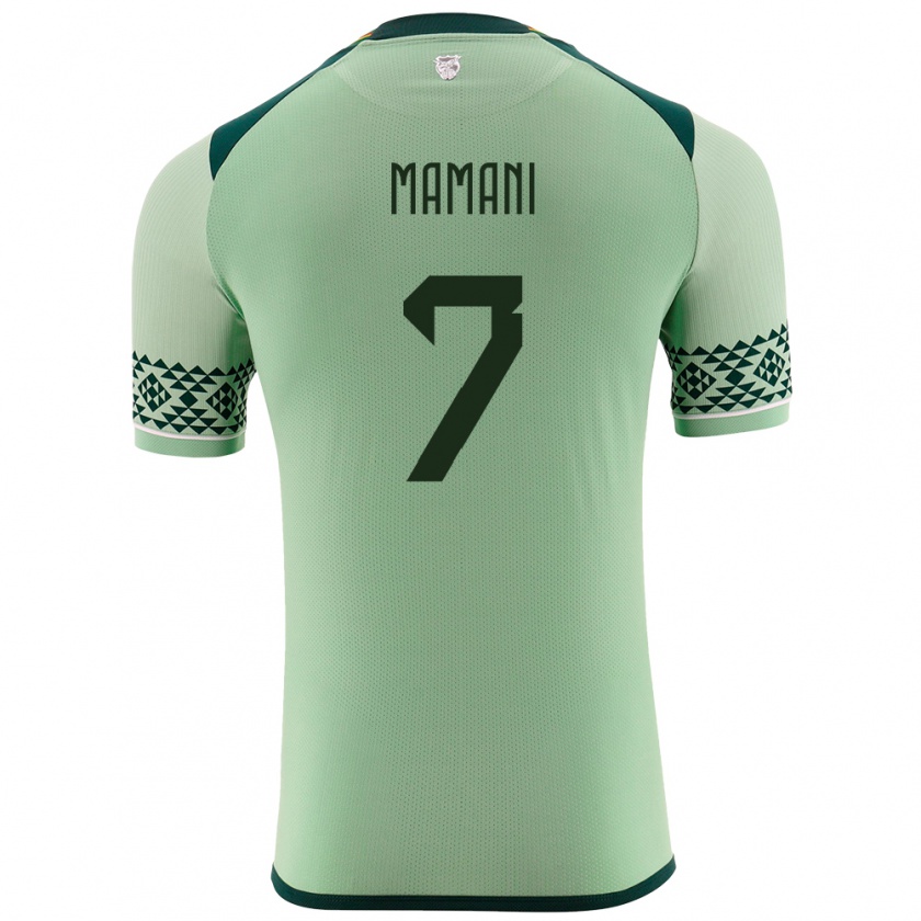 Kandiny Enfant Maillot Bolivie Braian Mamani #7 Vert Clair Tenues Domicile 24-26 T-Shirt