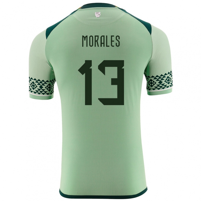 Kandiny Enfant Maillot Bolivie Ericka Morales #13 Vert Clair Tenues Domicile 24-26 T-Shirt