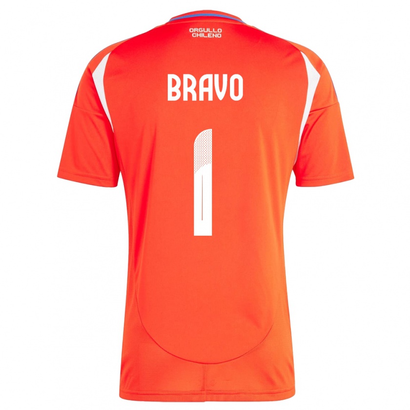 Kandiny Enfant Maillot Chili Claudio Bravo #1 Rouge Tenues Domicile 24-26 T-Shirt