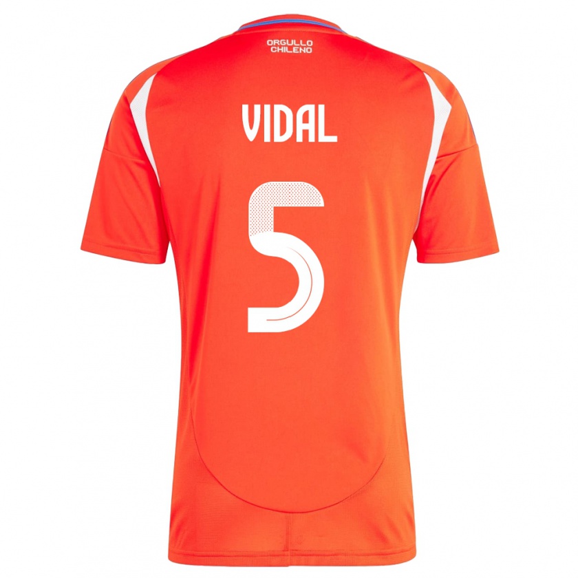 Kandiny Enfant Maillot Chili Valentín Vidal #5 Rouge Tenues Domicile 24-26 T-Shirt