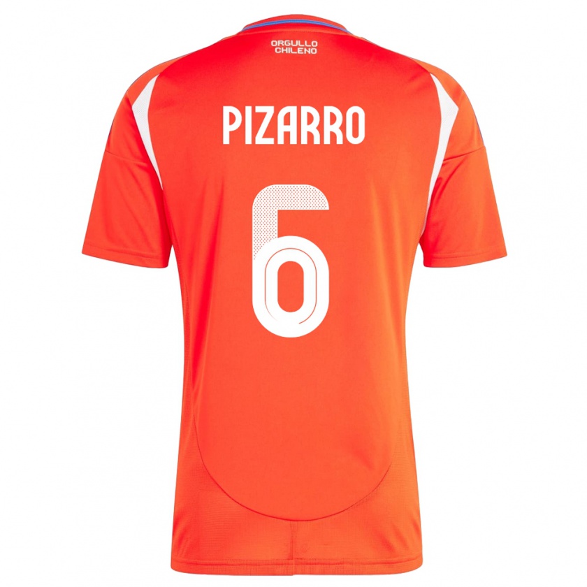 Kandiny Enfant Maillot Chili Vicente Pizarro #6 Rouge Tenues Domicile 24-26 T-Shirt