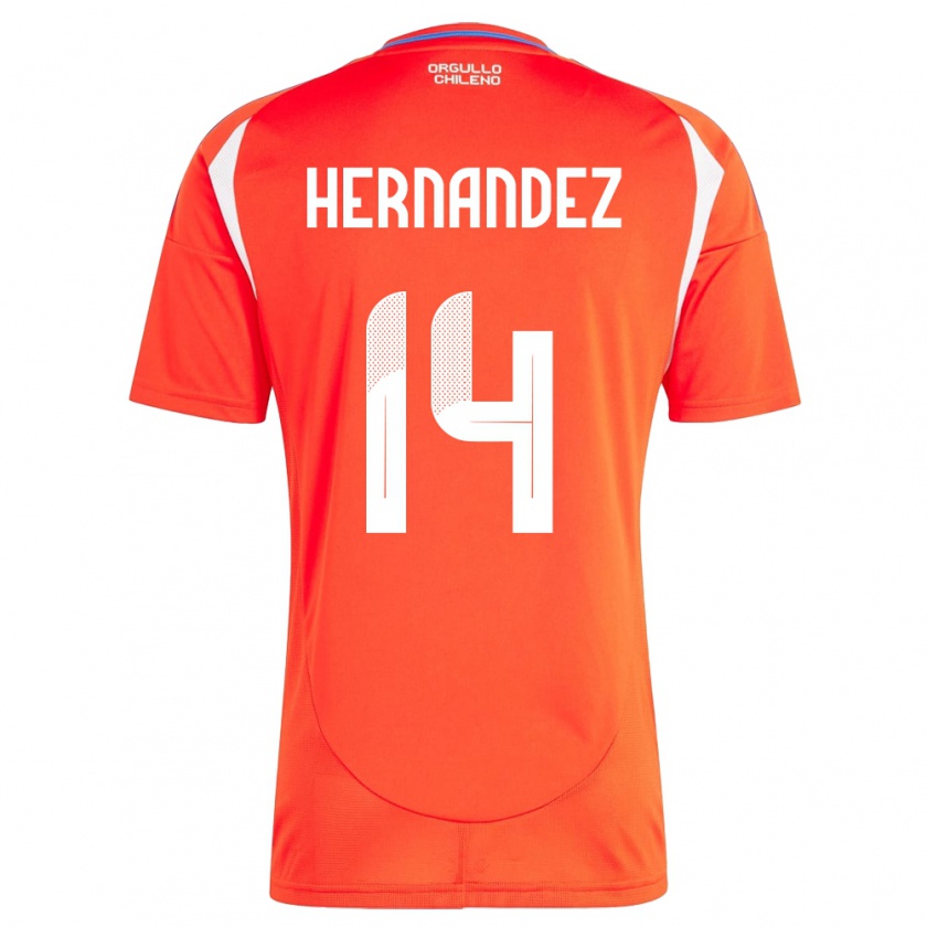 Kandiny Enfant Maillot Chili Leandro Hernández #14 Rouge Tenues Domicile 24-26 T-Shirt