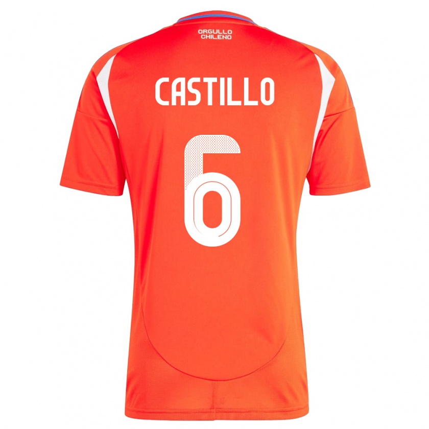 Kandiny Enfant Maillot Chili Cristóbal Castillo #6 Rouge Tenues Domicile 24-26 T-Shirt