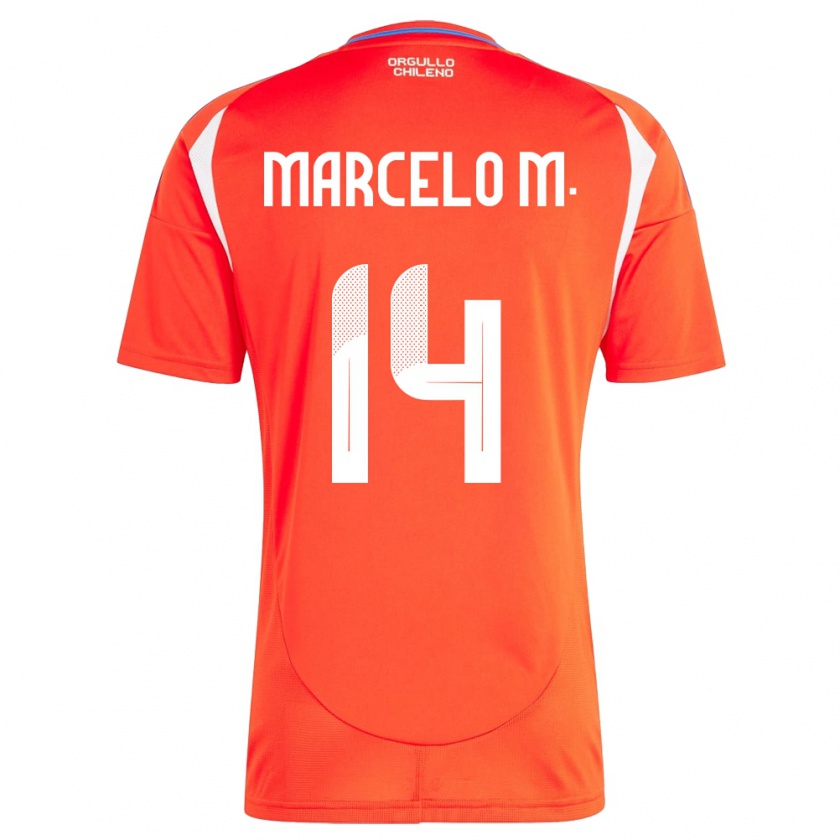 Kandiny Enfant Maillot Chili Marcelo Morales #14 Rouge Tenues Domicile 24-26 T-Shirt