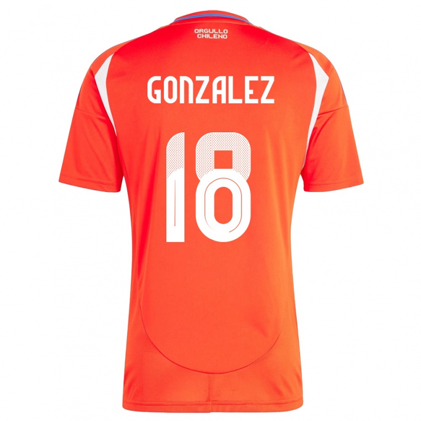 Kandiny Enfant Maillot Chili Bryan González #18 Rouge Tenues Domicile 24-26 T-Shirt