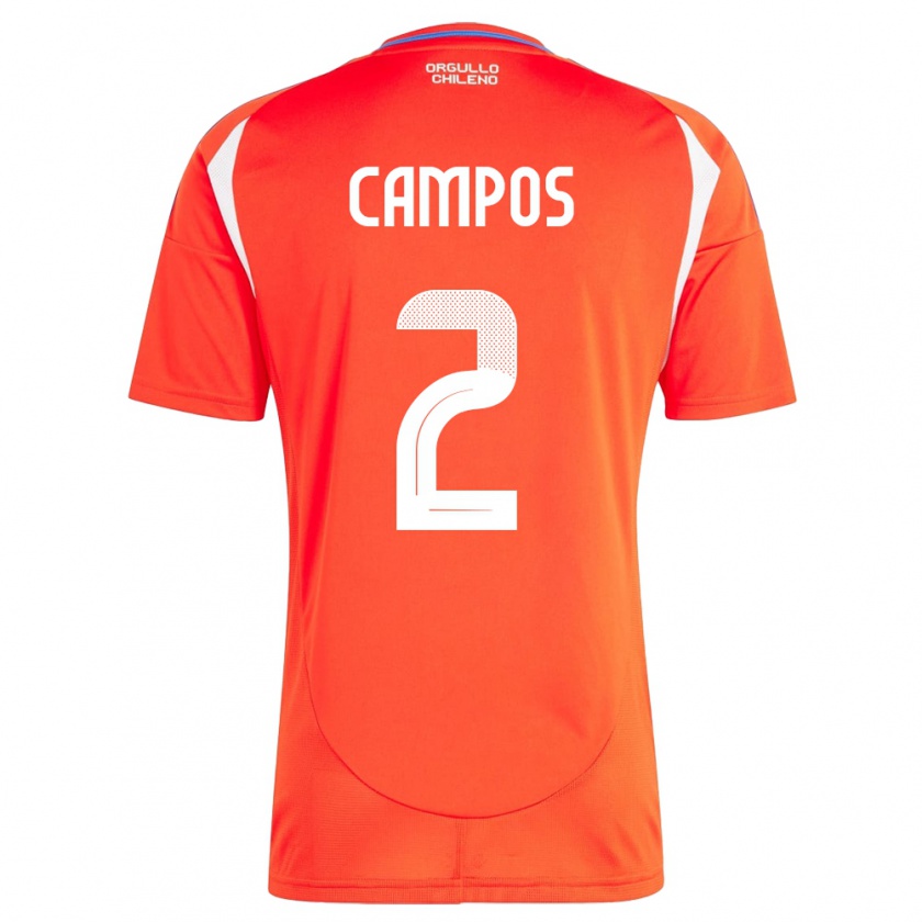 Kandiny Enfant Maillot Chili Víctor Campos #2 Rouge Tenues Domicile 24-26 T-Shirt