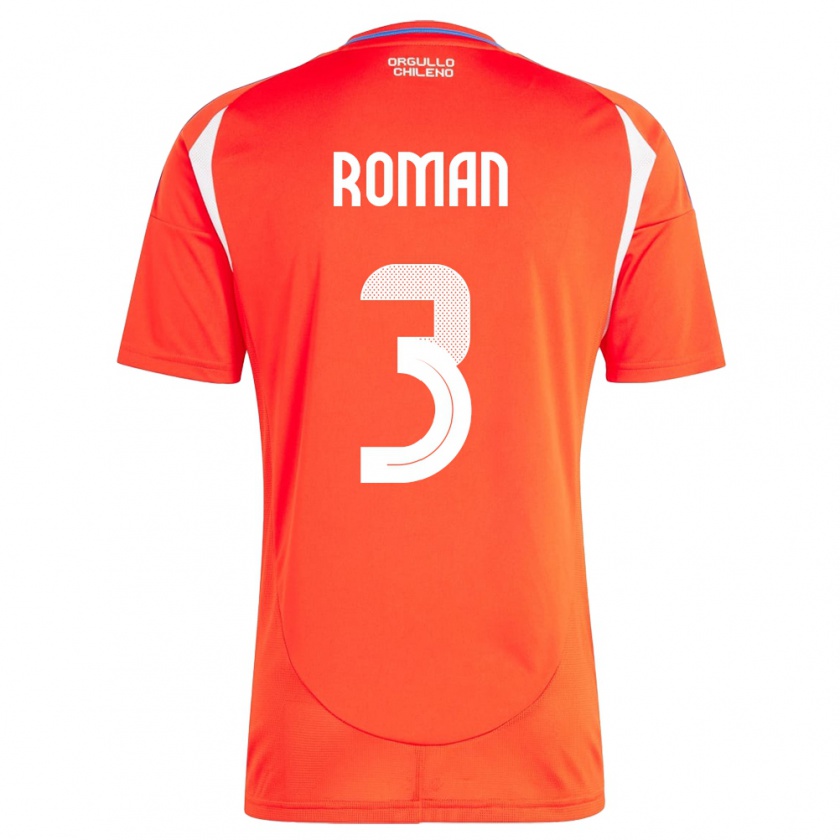 Kandiny Enfant Maillot Chili Iván Román #3 Rouge Tenues Domicile 24-26 T-Shirt