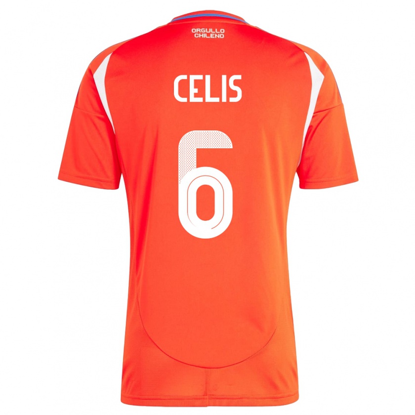 Kandiny Enfant Maillot Chili Milovan Celis #6 Rouge Tenues Domicile 24-26 T-Shirt