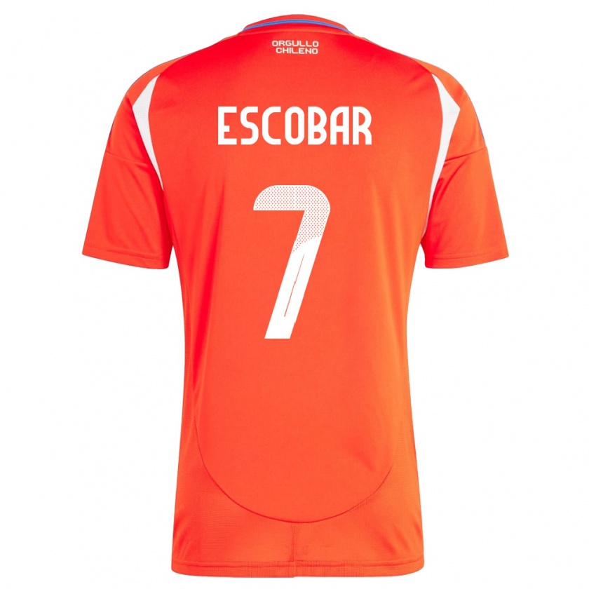 Kandiny Enfant Maillot Chili Bastián Escobar #7 Rouge Tenues Domicile 24-26 T-Shirt