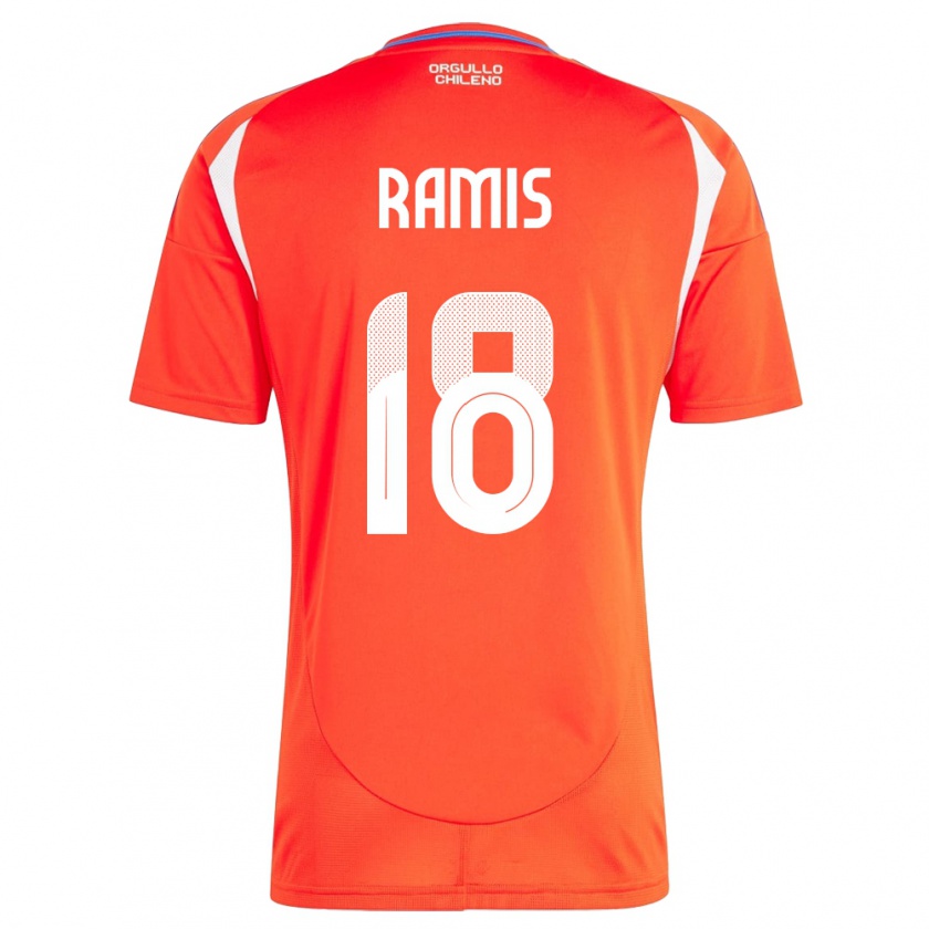 Kandiny Enfant Maillot Chili Oliver Ramis #18 Rouge Tenues Domicile 24-26 T-Shirt