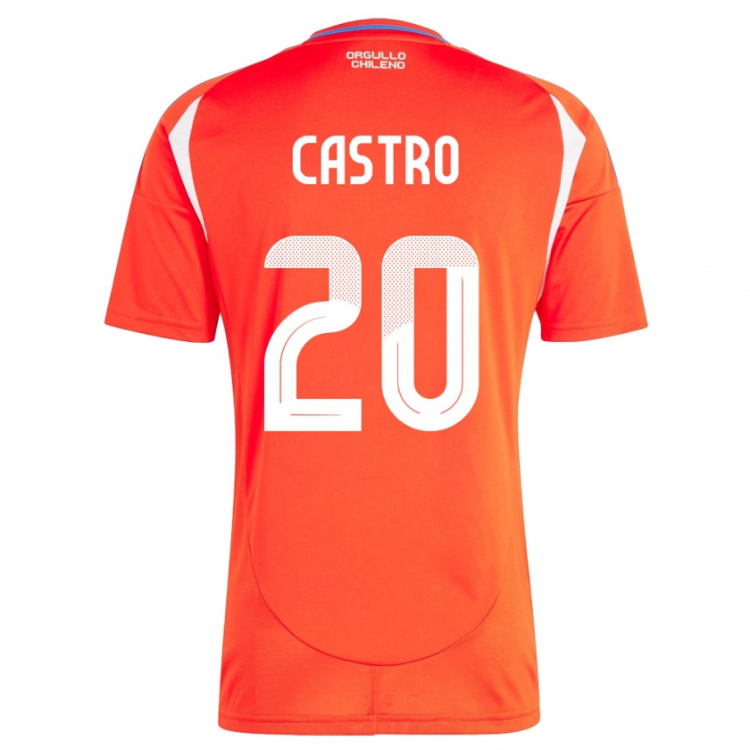 Kandiny Enfant Maillot Chili Benjamín Castro #20 Rouge Tenues Domicile 24-26 T-Shirt