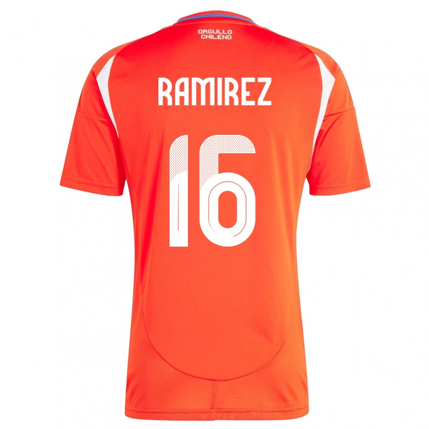 Kandiny Enfant Maillot Chili Vicente Ramírez #16 Rouge Tenues Domicile 24-26 T-Shirt