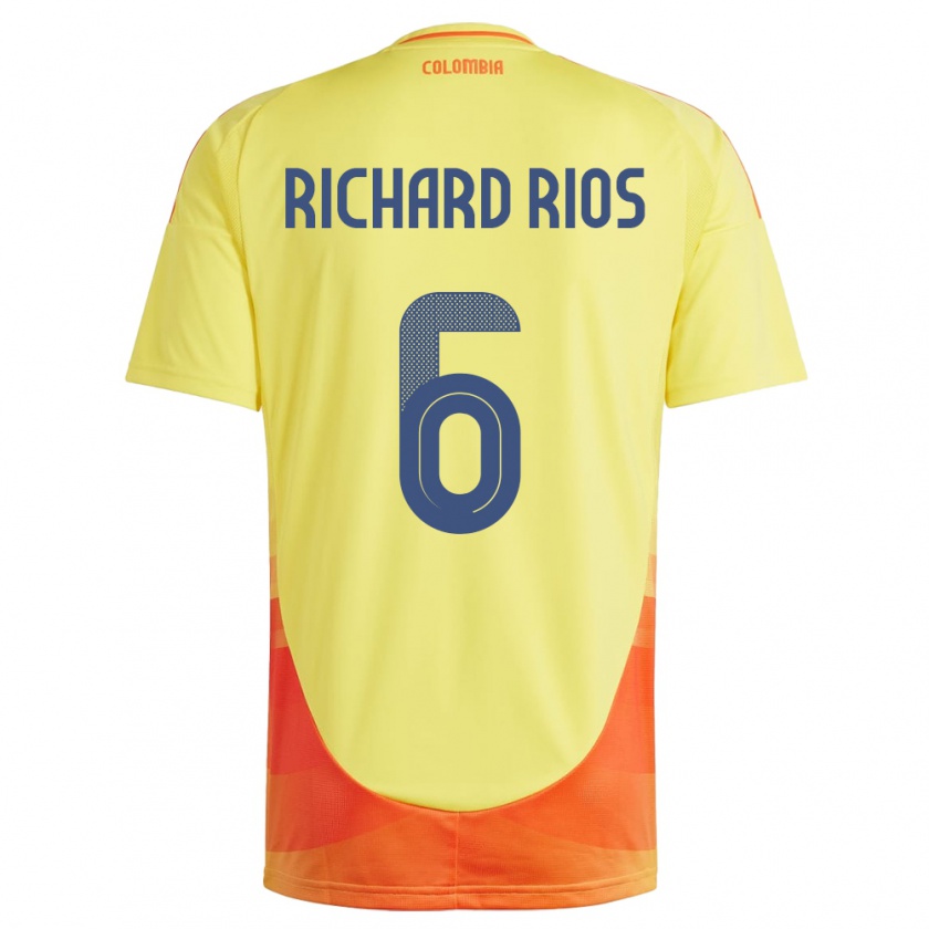 Kandiny Enfant Maillot Colombie Richard Ríos #6 Jaune Tenues Domicile 24-26 T-Shirt