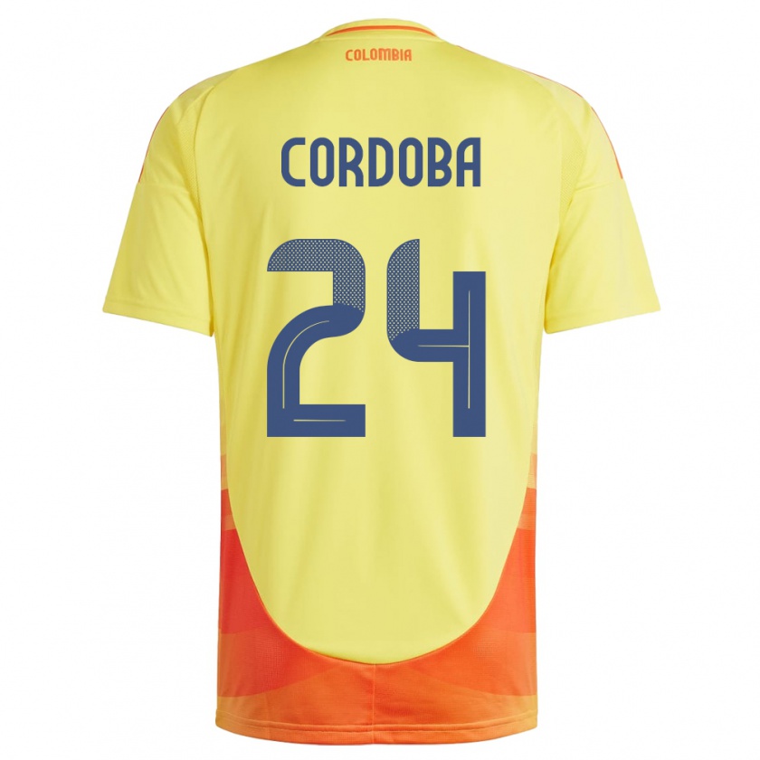 Kandiny Enfant Maillot Colombie Jhon Córdoba #24 Jaune Tenues Domicile 24-26 T-Shirt