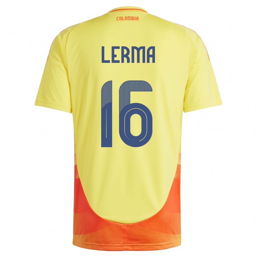 Kandiny Enfant Maillot Colombie Jefferson Lerma #16 Jaune Tenues Domicile 24-26 T-Shirt