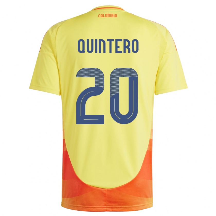 Kandiny Enfant Maillot Colombie Juan Fernando Quintero #20 Jaune Tenues Domicile 24-26 T-Shirt