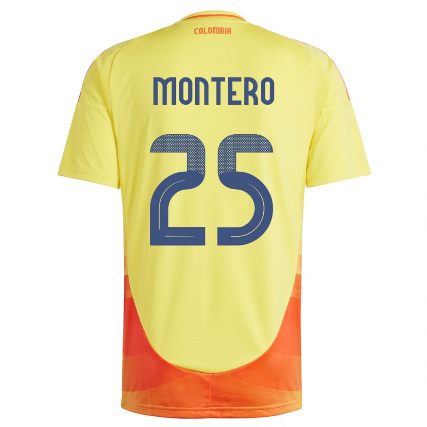 Kandiny Enfant Maillot Colombie Álvaro Montero #25 Jaune Tenues Domicile 24-26 T-Shirt