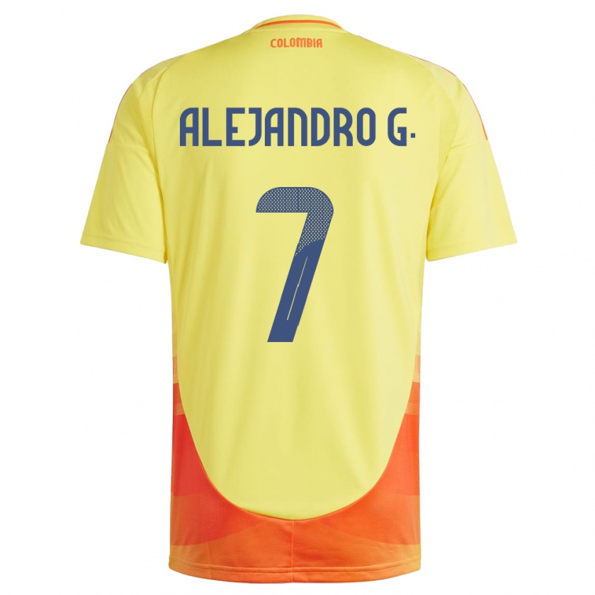 Kandiny Enfant Maillot Colombie Alejandro García #7 Jaune Tenues Domicile 24-26 T-Shirt