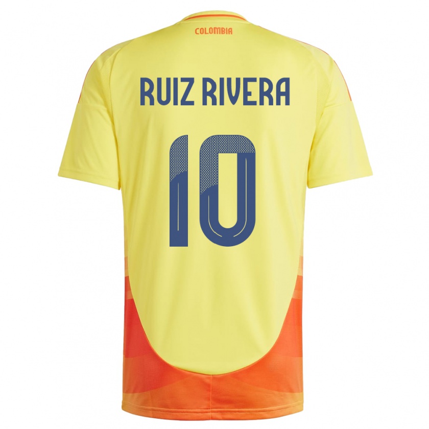 Kandiny Enfant Maillot Colombie Daniel Ruiz Rivera #10 Jaune Tenues Domicile 24-26 T-Shirt