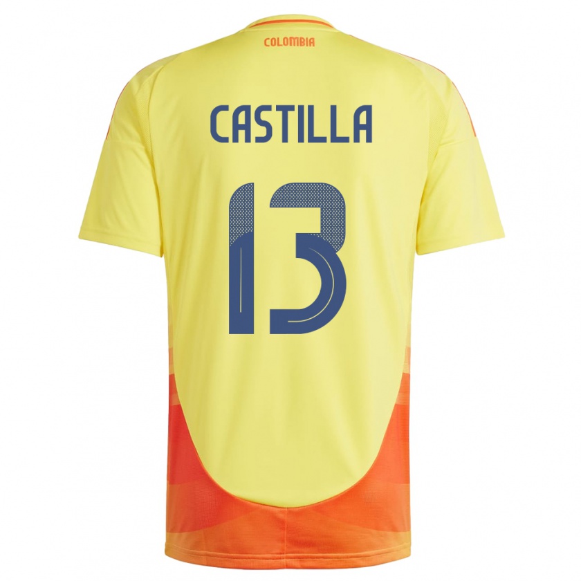 Kandiny Enfant Maillot Colombie Juan Castilla #13 Jaune Tenues Domicile 24-26 T-Shirt