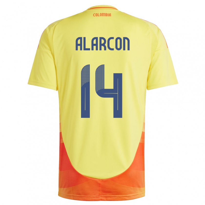 Kandiny Enfant Maillot Colombie Andrés Alarcón #14 Jaune Tenues Domicile 24-26 T-Shirt